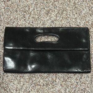 HOBO Classic Black Leather Envelope Clutch